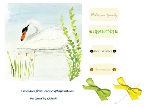 With Sympathy beautiful swan quick card front