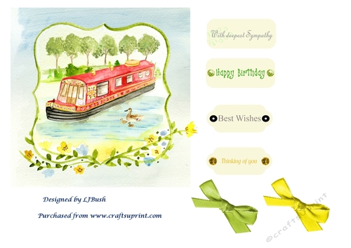  pretty river barge scenic Quick card front