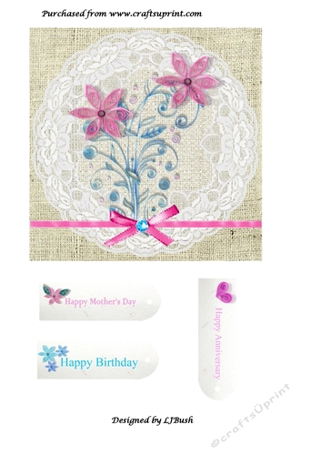 Beautiful quilled floral card front