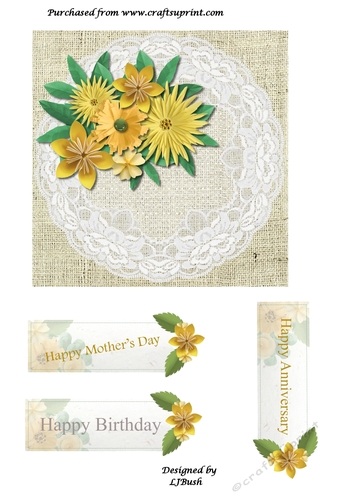 Pretty paper flowers card front