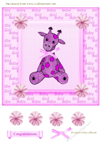 New Baby Girl 8X8 quick card front