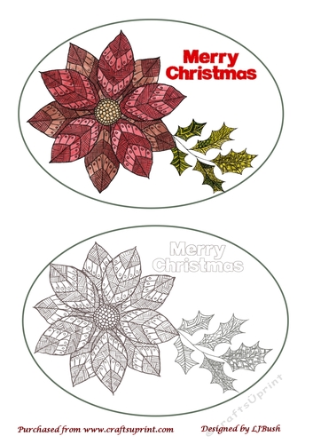 Beautiful Zen colour in poinsettia and holly oval toppers
