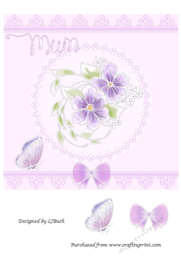 Stunning 8x8 floral Parchment effect card front