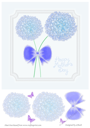 Stunning blue floral 8x 8 Card front