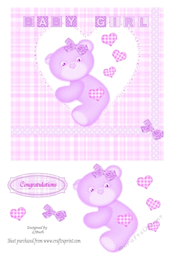 Beautiful 7 x 7 baby girl card front