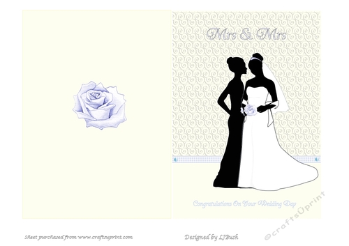 Stunning Mrs & Mrs wedding cut and fold 5 x 7 card