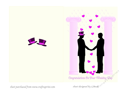 Stunning cut and fold 5 x 7 inch Gay Male wedding card