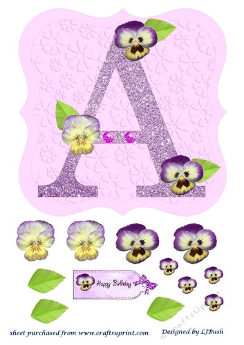 Beautiful decorative letter A  topper with flowers