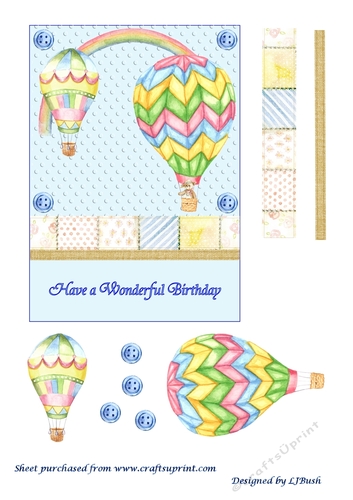 Hot air balloon sweet Birthday card front