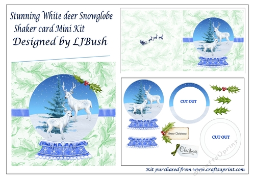Stunning deer in snow globe shaker card mini kit