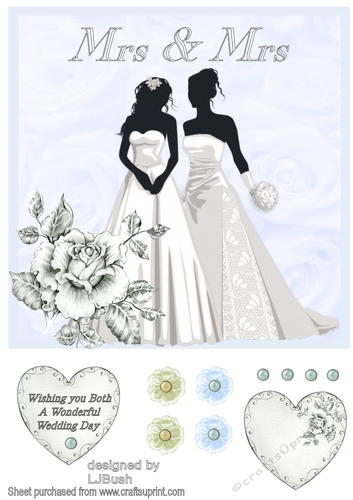 Stunning Mrs & Mrs 8 x 8 card front
