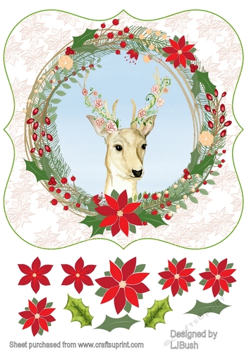 Beautiful stag in wreath 8inch bracket quick card front