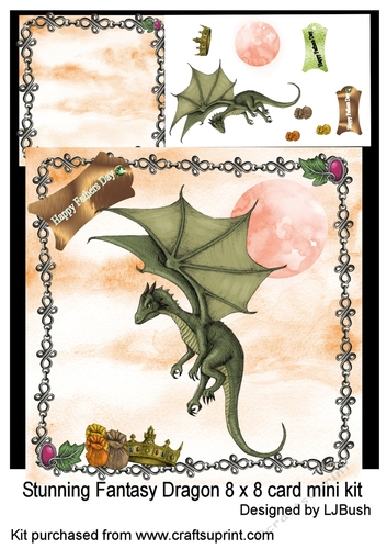 Stunning Fantasy Dragon 8x8 card mini kit