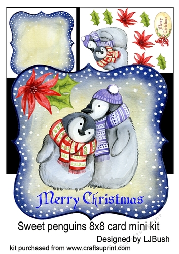 Sweet little penguins 8 x 8 card mini kit