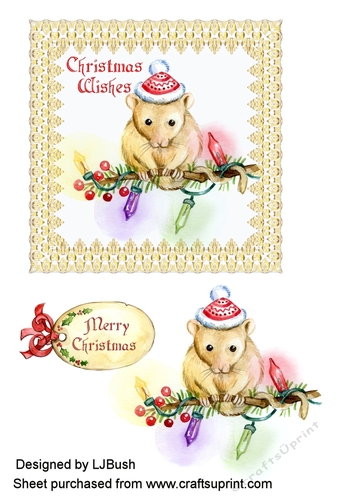Sweet little Xmas hamster 6 x 6 quick card front