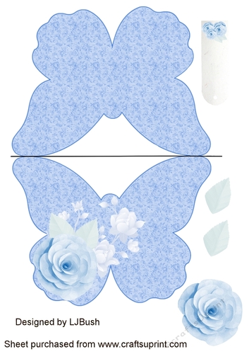 Beautiful blue floral shaped butterfly card