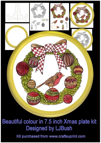 Stunning colour in Zen Xmas 7.5 inch  plate card kit with stand