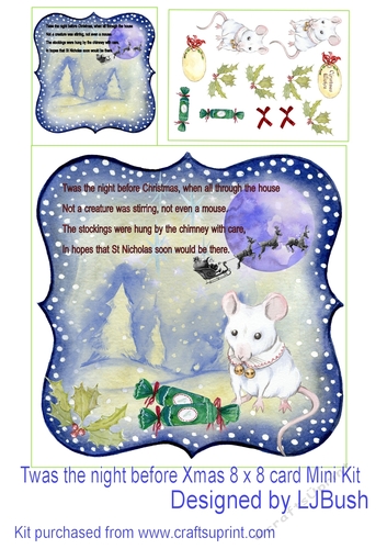 Twas the night before Xmas 8 x 8 card mini kit