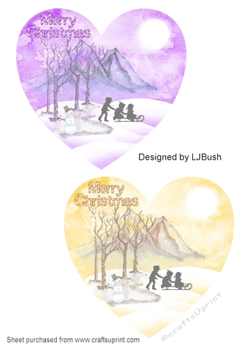 Large heart shaped scenic Xmas Toppers