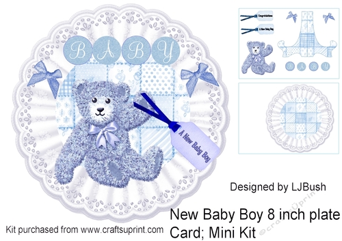 Beautiful New Baby Boy 8 inch Plate card Mini Kit