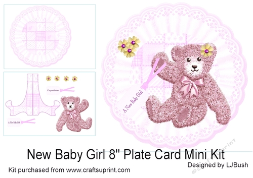 Beautiful New Baby Girl 8 Inch plate card Mini Kit