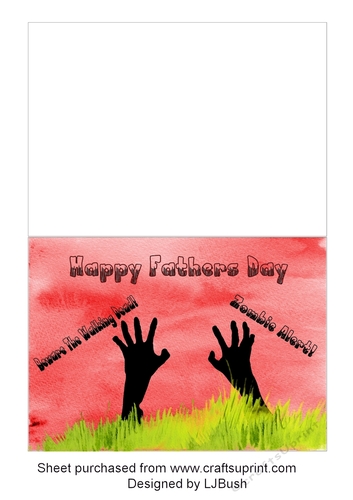 Beware the walking dead 5 x 7 print, cut and fold Quick Fathers Day card