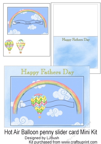 Hot air Balloon penny slider Fathers Day 5 x 7 card Mini kit