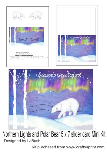 Northern Lights and Polar Bear 5 x 7 slider card Mini Kit