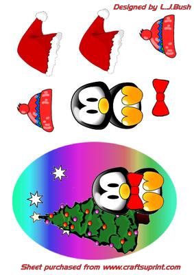 Christmas Baby Penguin with Santa Hat