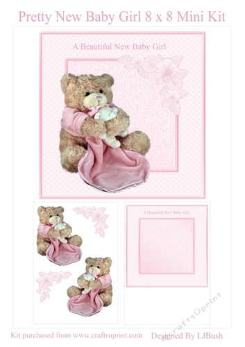 Pretty New Baby Girl 8 x 8 card Mini Kit