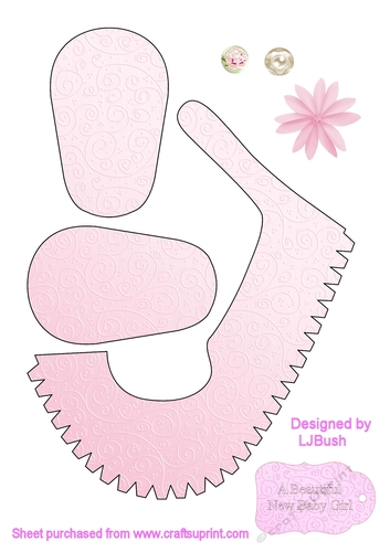 Beautiful new baby girl baby shoe keepsake with embellishments