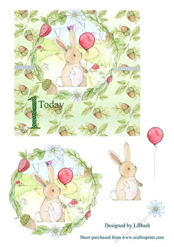 Cute bunny 1 Today 6 x 6 quick card front
