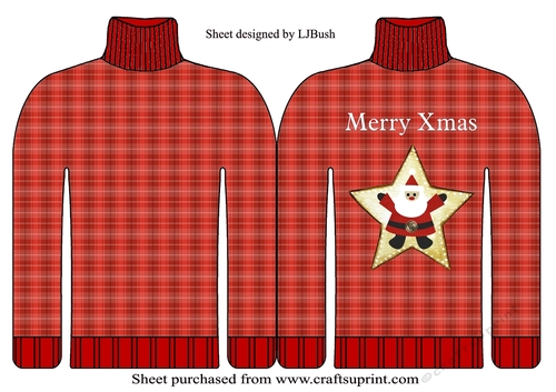 Tartan Xmas jumper shaped card