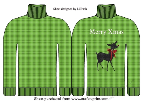 Great Xmas jumper shaped card reindeer 