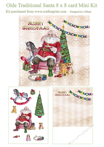 Olde Traditional Santa and Toys 8 x 8 card Mini Kit