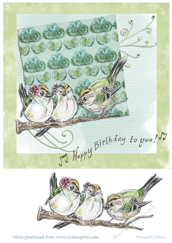 3 Little Birds 8 x 8 Birthday quick card front