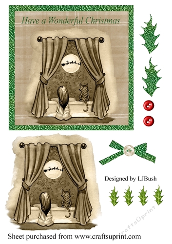 Beautiful Christmas sepia and green tones Quick card front 6 X 6
