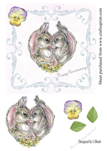 Sweet Bunnies Happy Anniversary 7 x 7 quick card front