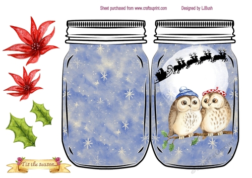 little owls mason jar shaped card