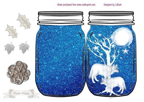 Wolves in mason jar shaped card