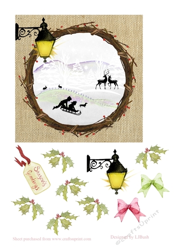 Stunning 6 x 6 wreath scene quick card front