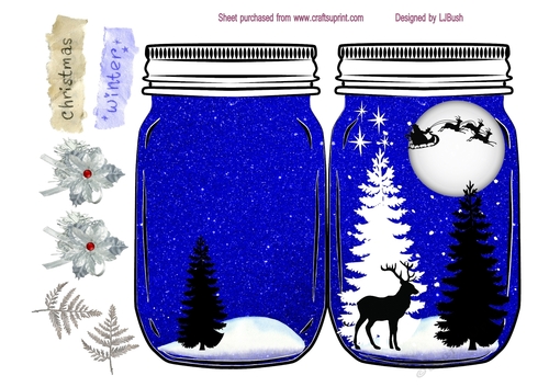 Stunning deer scene in mason jar shaped card
