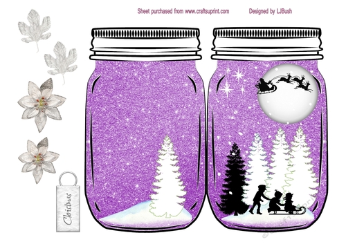 stunning kids winter scene in mason jar shaped card