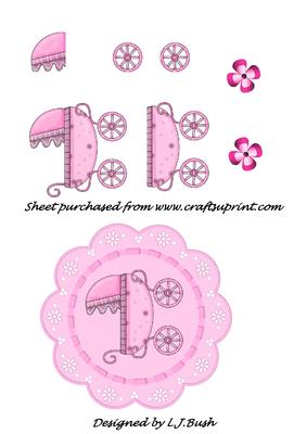 Baby Girl Pram Flower Card