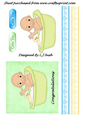 Baby Boy in Bath Card Front