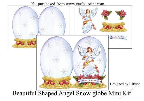 Beautiful Angel Snow Globe shaped card Mini Kit