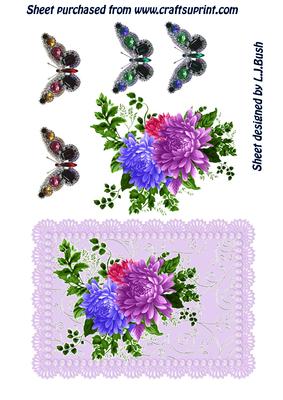Lilac Flower and Jewelled Butterfly
