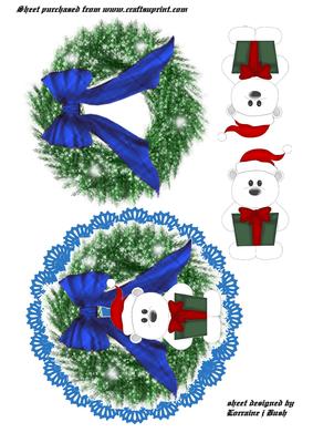 Christmas Polar Bear and Wreath