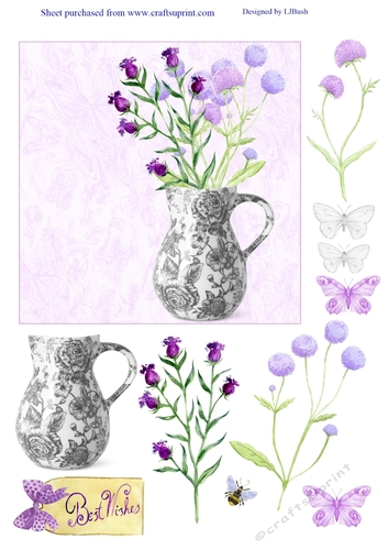 Beautiful Cornflowers topper with decorated jug plus embellishments