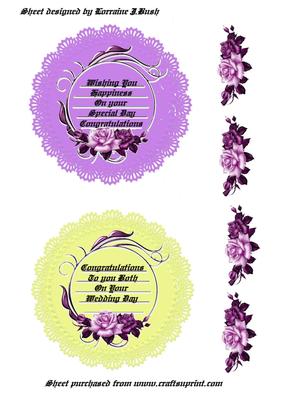 Lilac Lace Shaped Wedding Toppers